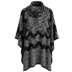 Vertigo Black White Chevron Cowl Neck Lambswool  Poncho Sweater S/M‎ Lagenlook